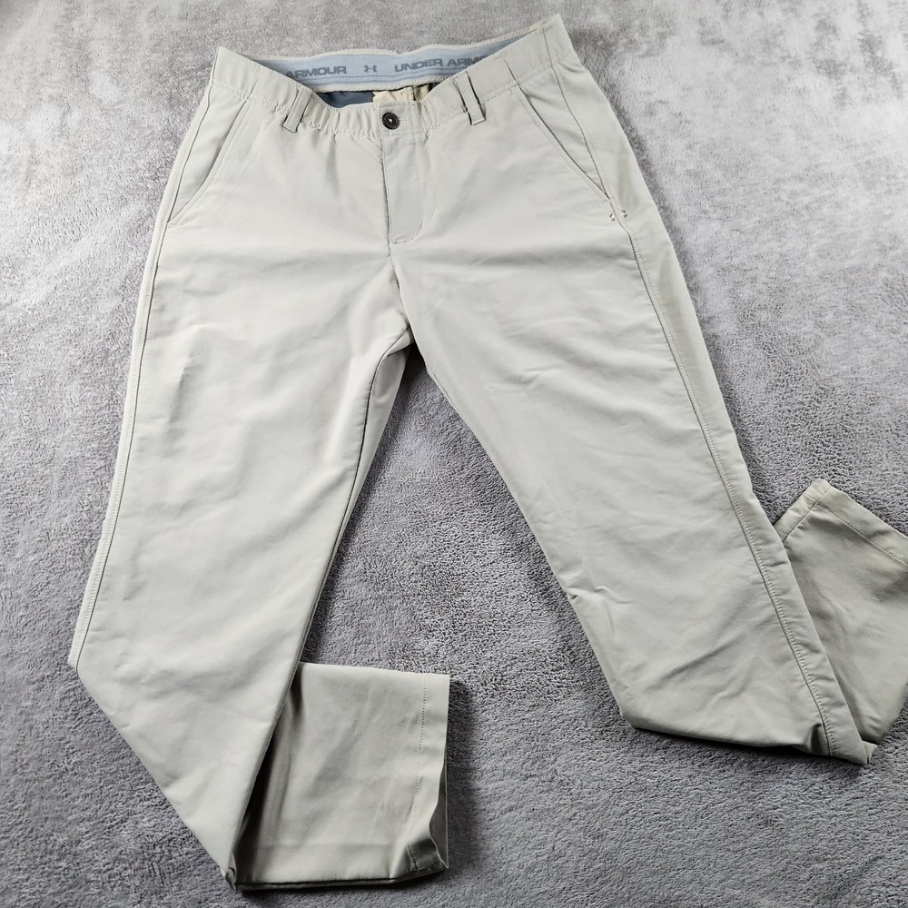 Under Armour Matchplay Mens size 34x32 Beige Flat Front Golf Chino Pants
